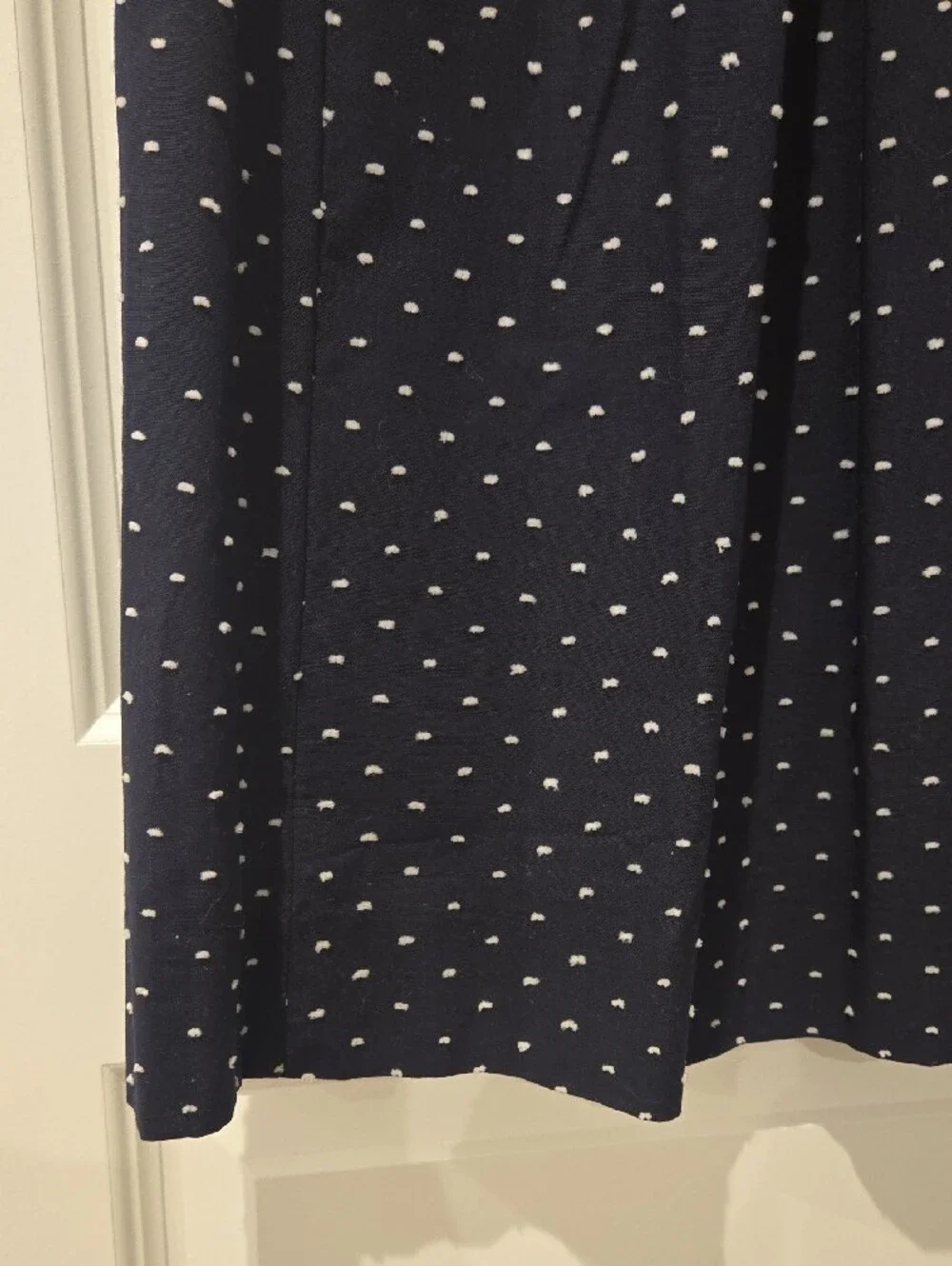 J. Crew Navy Skirt with White Dot Print